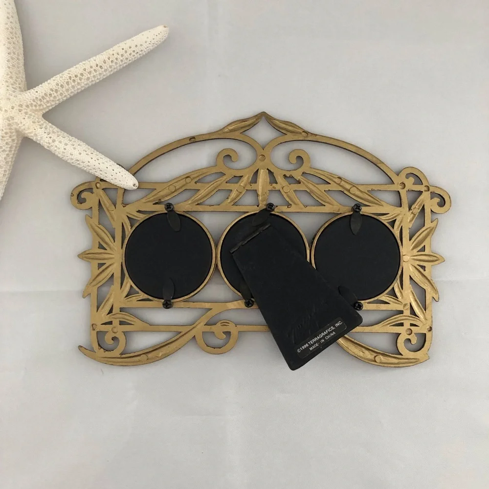 Terragrafics NEW Bronze scroll pattern triple round picture frame